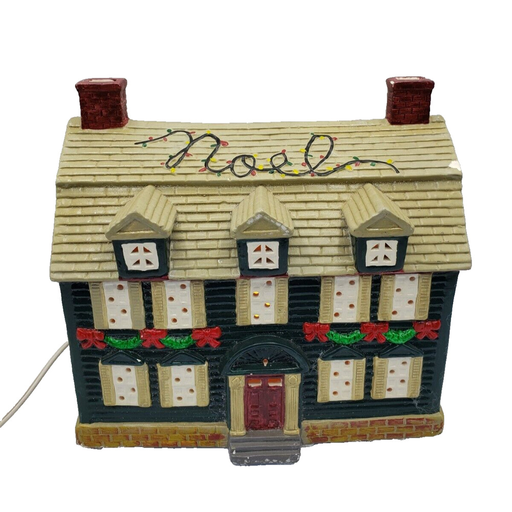 Yuletide Noel Roof Decorated Christmas Village House Holiday Decor Ceramic House